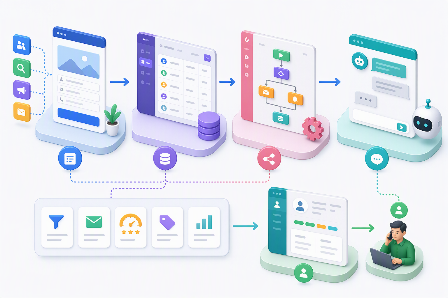 Workflow gom lead từ landing page vào NocoDB rồi đồng bộ Smax.AI và n8n