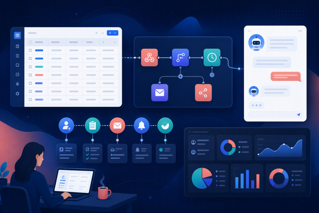 Ảnh đại diện NocoDB Onboarding Logs cho chăm sóc sau mua bằng automation