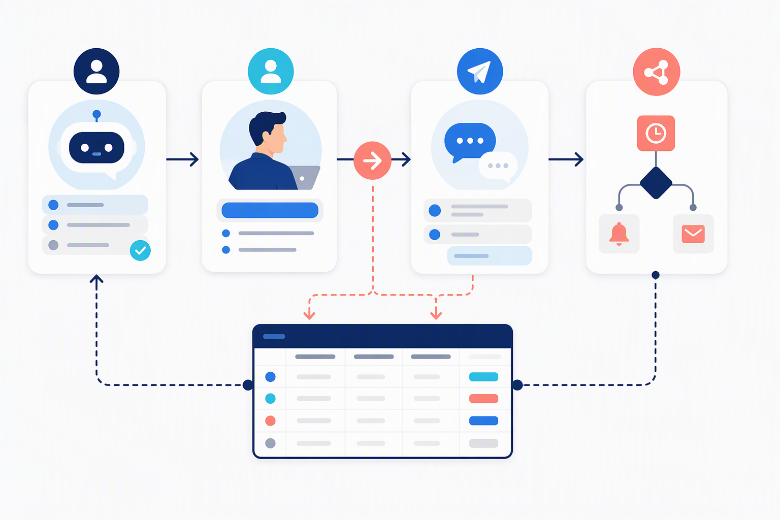Sơ đồ workflow chăm sóc lead sau khi chuyên viên nhận xử lý